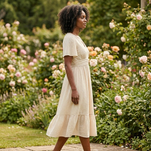 Anya | V Neck Summer Midi Dress