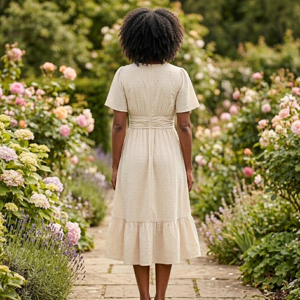 Anya | V Neck Summer Midi Dress