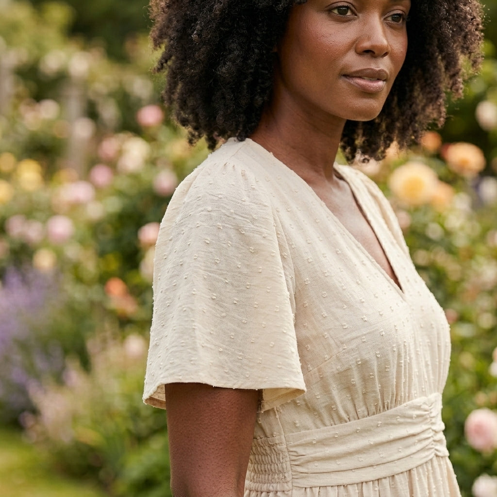Anya | V Neck Summer Midi Dress