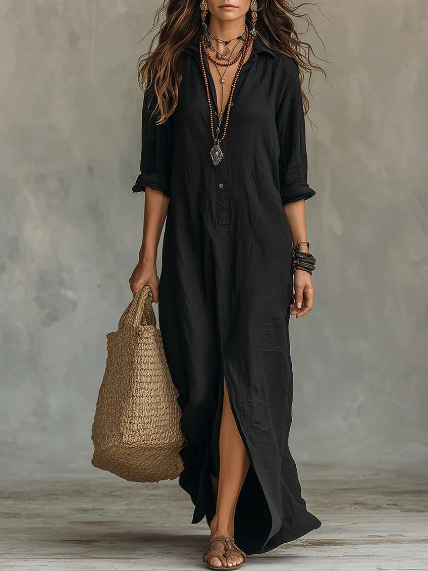 Aubrey | Women's Button Front Maxi Shirt Dress