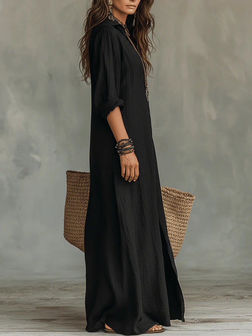 Aubrey | Women's Button Front Maxi Shirt Dress