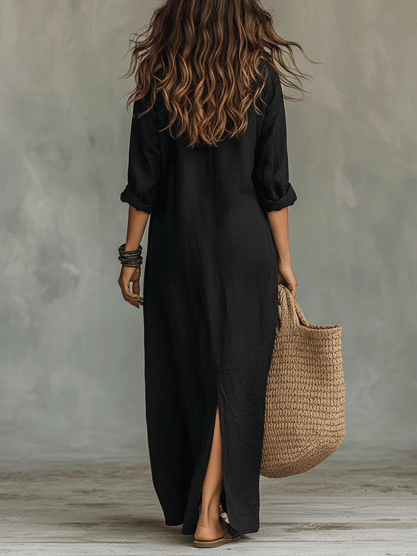 Aubrey | Women's Button Front Maxi Shirt Dress
