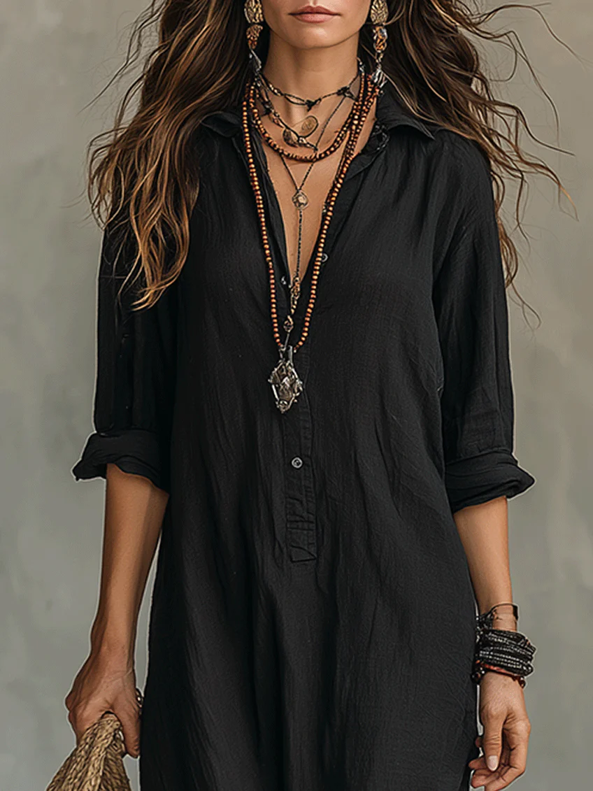 Aubrey | Women's Button Front Maxi Shirt Dress