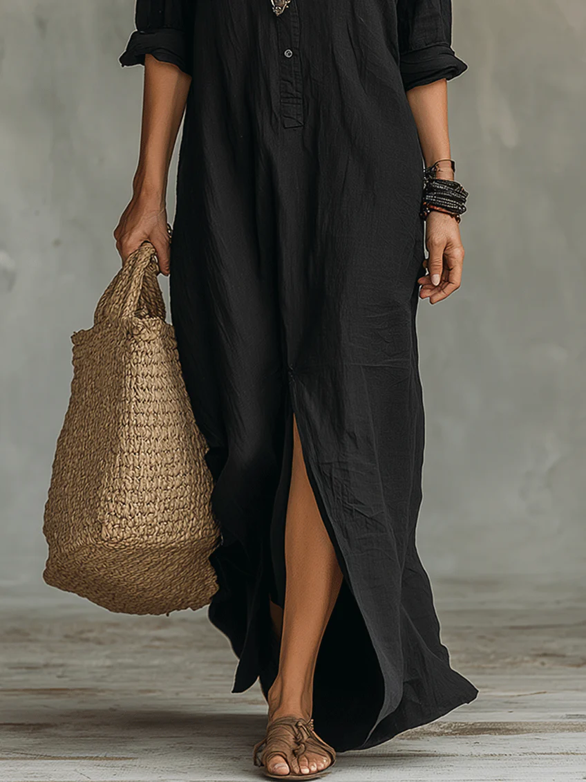 Aubrey | Women's Button Front Maxi Shirt Dress