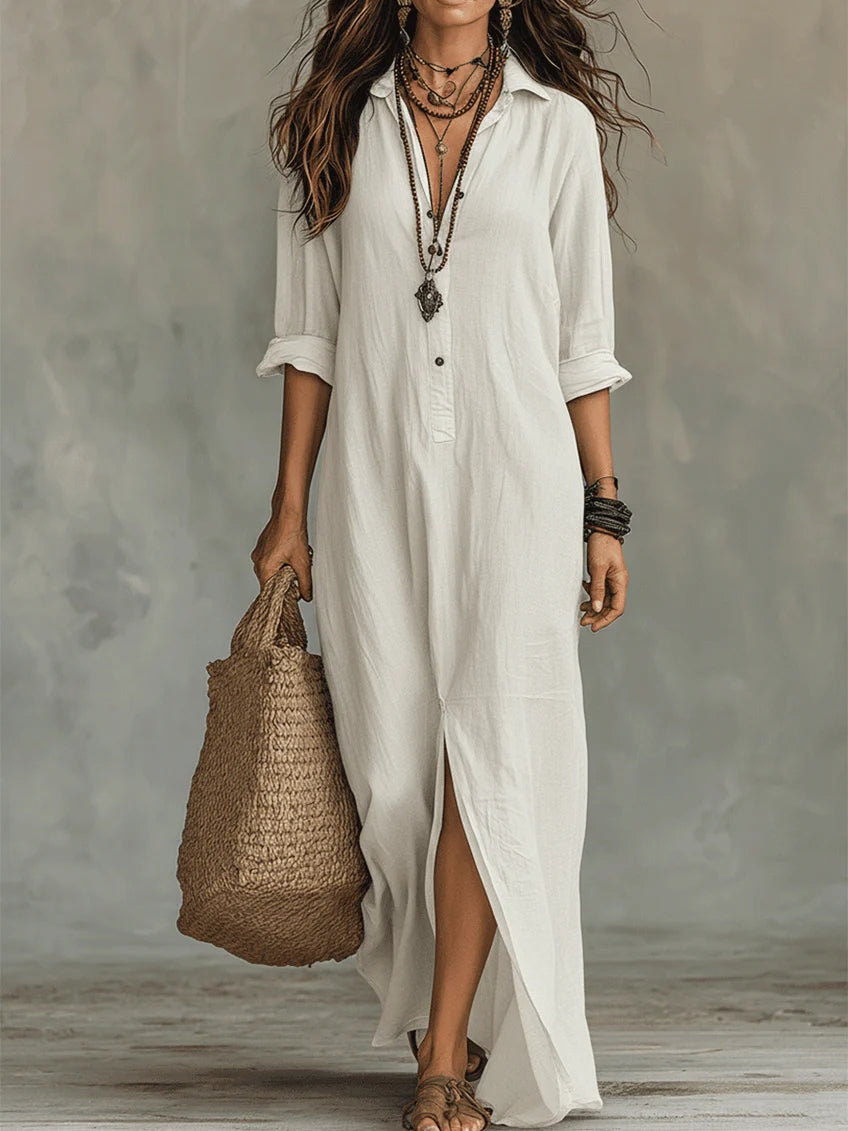 Aubrey | Women's Button Front Maxi Shirt Dress