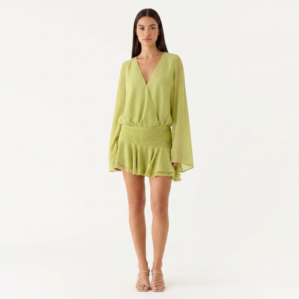 Aurelia | Chiffon V-Neck Wedding Guest Mini Dress