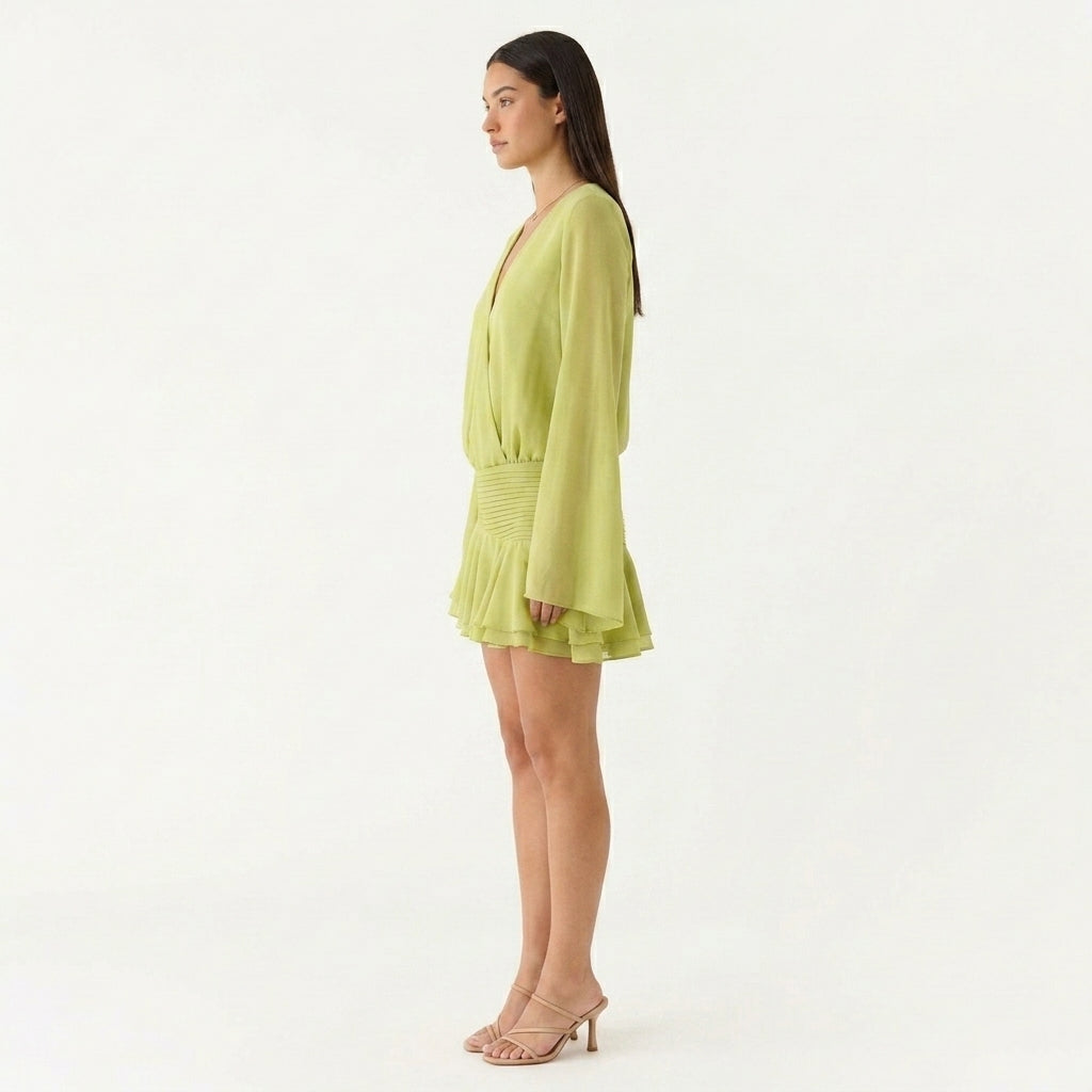 Aurelia | Chiffon V-Neck Wedding Guest Mini Dress