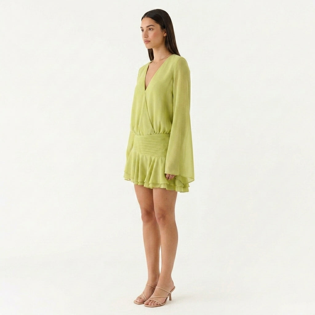 Aurelia | Chiffon V-Neck Wedding Guest Mini Dress