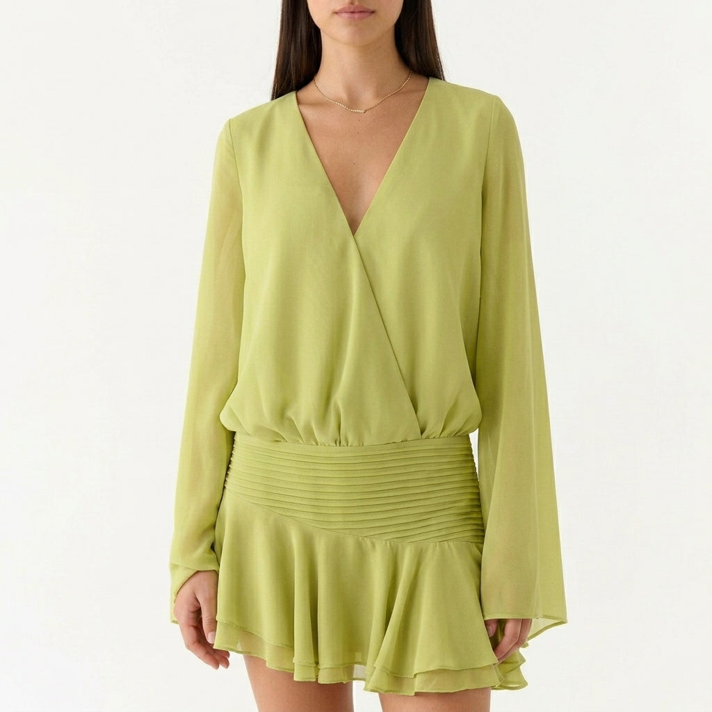 Aurelia | Chiffon V-Neck Wedding Guest Mini Dress