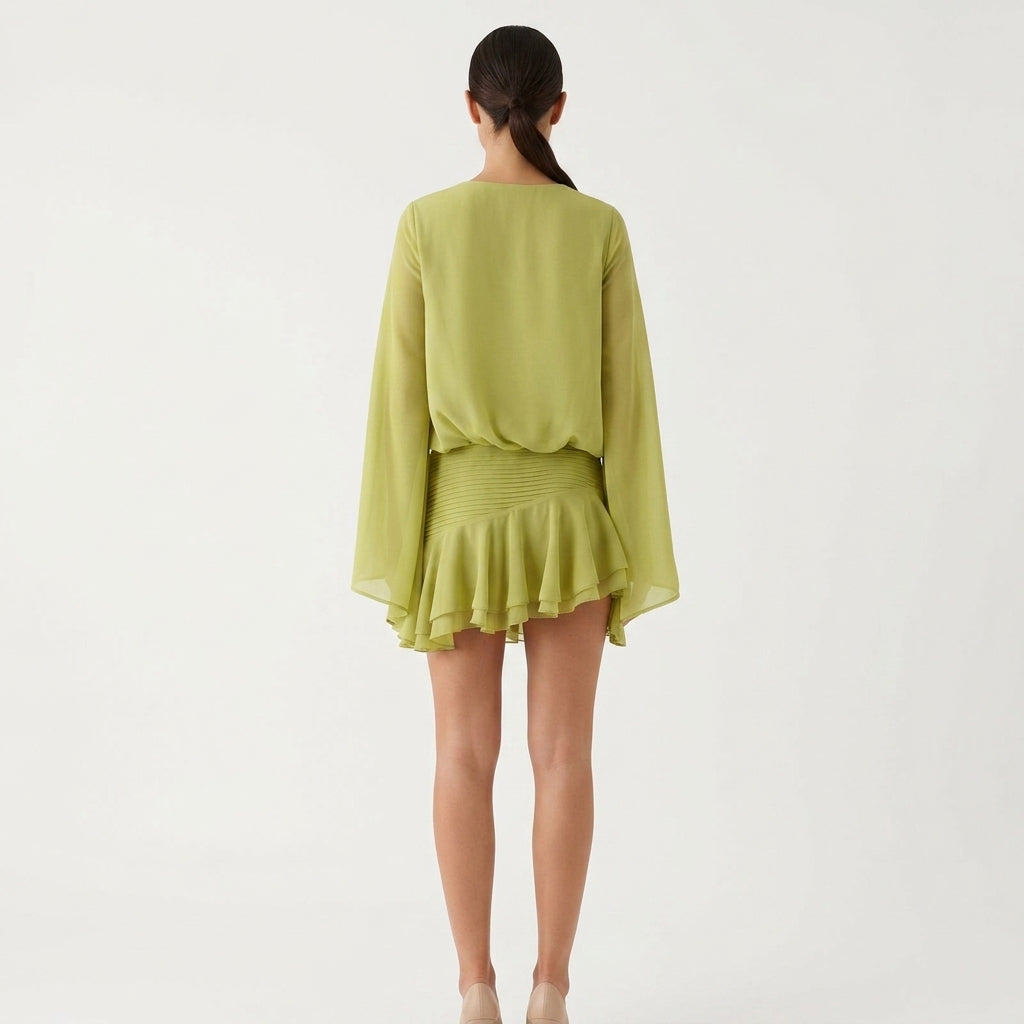 Aurelia | Chiffon V-Neck Wedding Guest Mini Dress