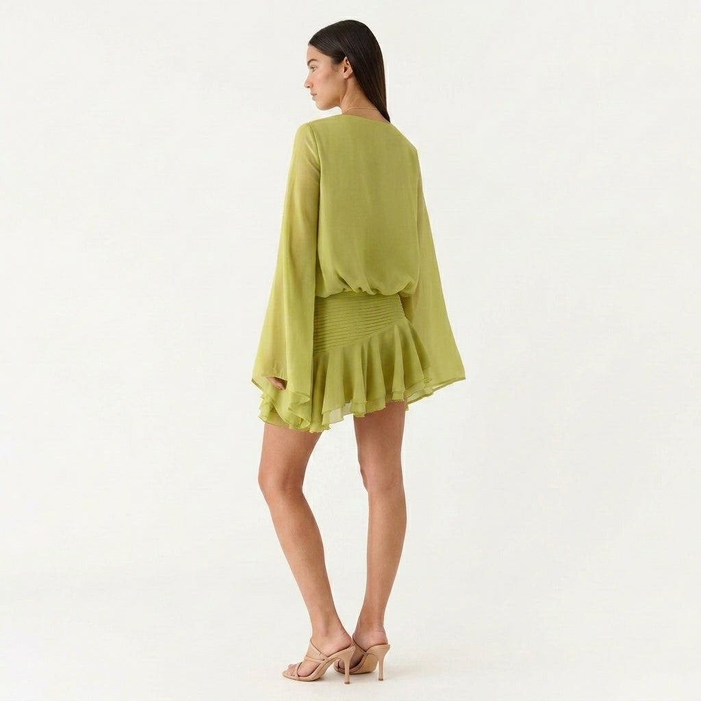 Aurelia | Chiffon V-Neck Wedding Guest Mini Dress