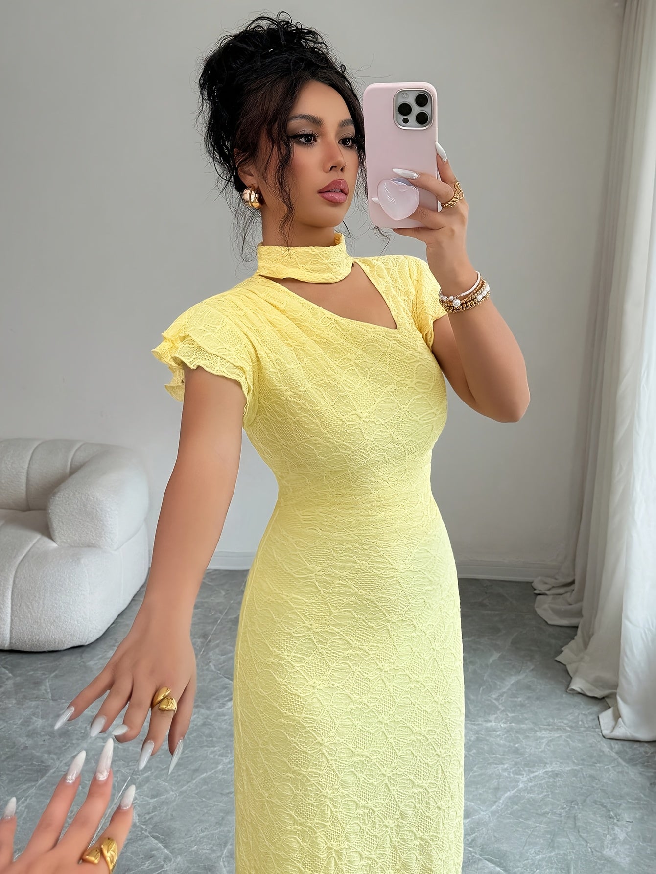 Aurelie fall puff sleeve party dress - sleeve detail