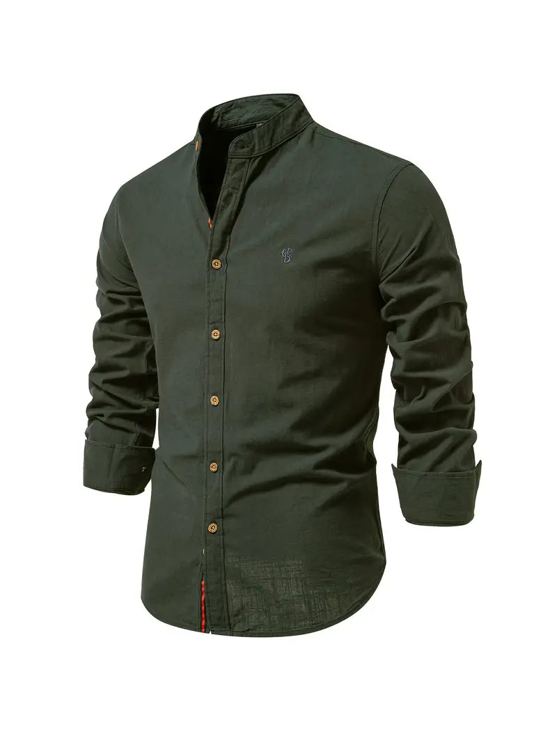Austin | Mandarin Collar Button-Up Shirt