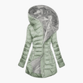 Autumn hooded puffer coat - front view