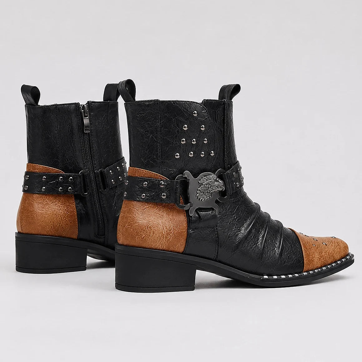 Aveline | Studded Harness Leather Boots