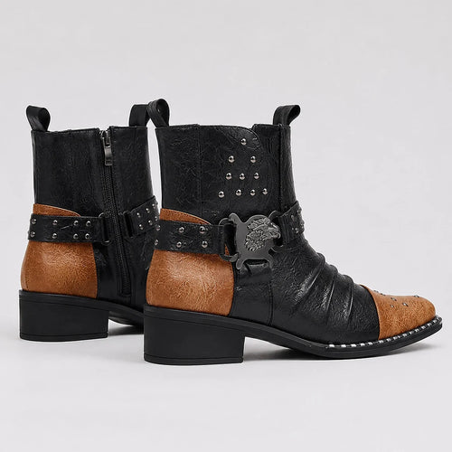 Aveline | Studded Harness Leather Boots