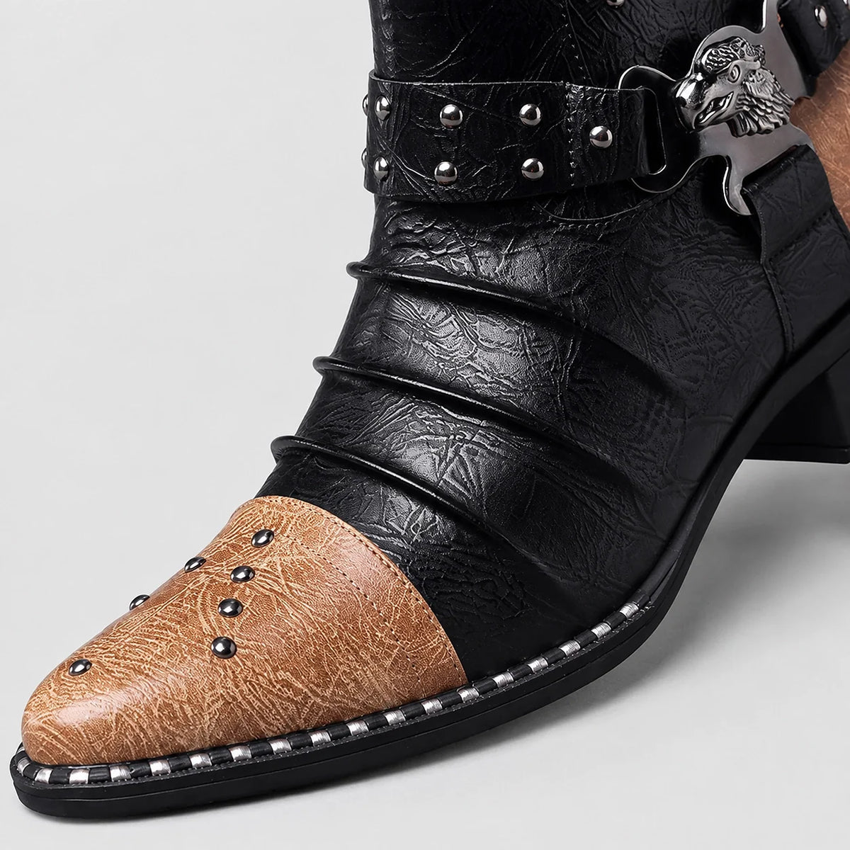 Aveline | Studded Harness Leather Boots