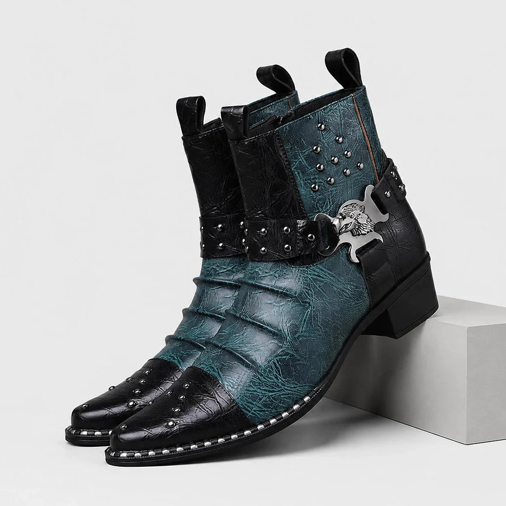 Aveline | Studded Harness Leather Boots