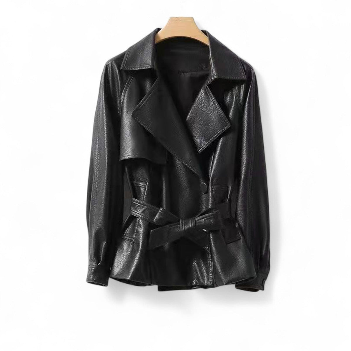 Azalea | Self-Tie Vegan Leather Jacket