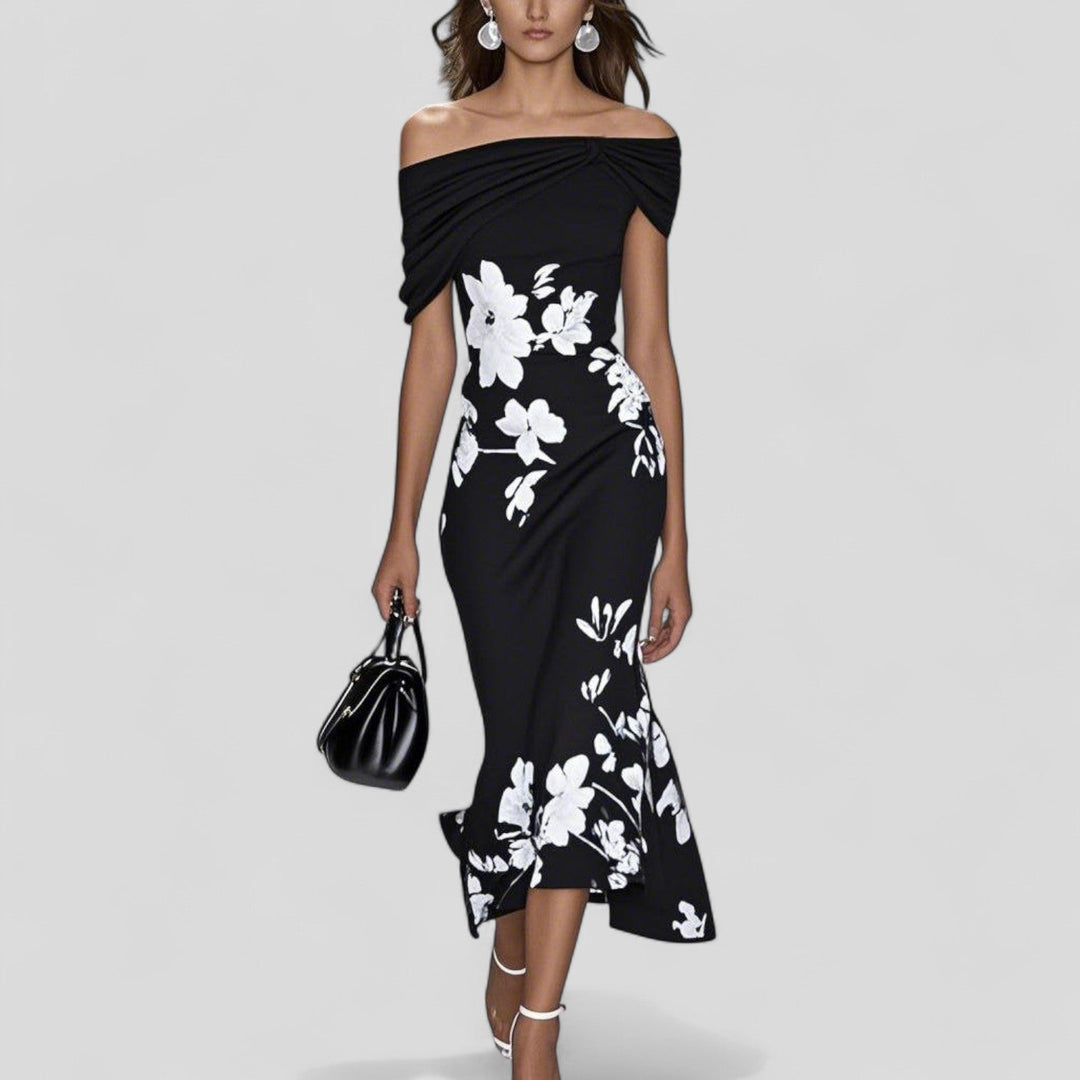 Carmen | Off Shoulder Floral Midi Dress