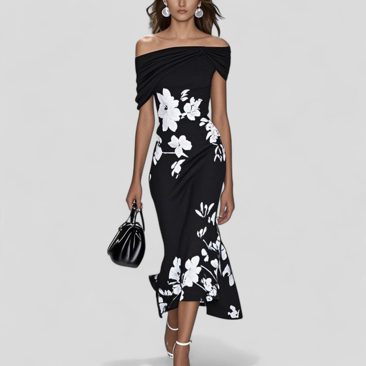Carmen | Off Shoulder Floral Midi Dress