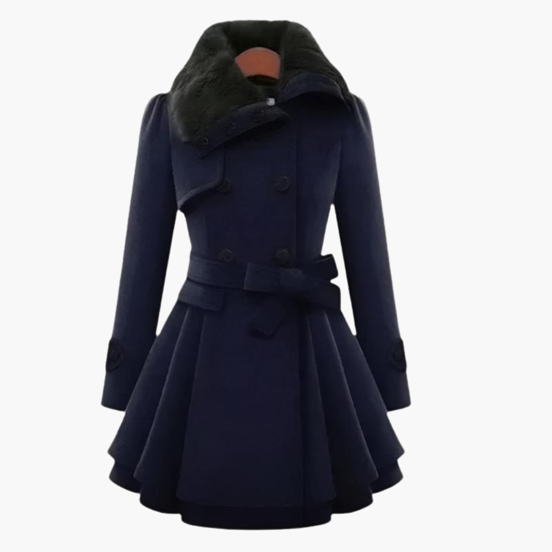 Beatrice belted flared trench coat - front view