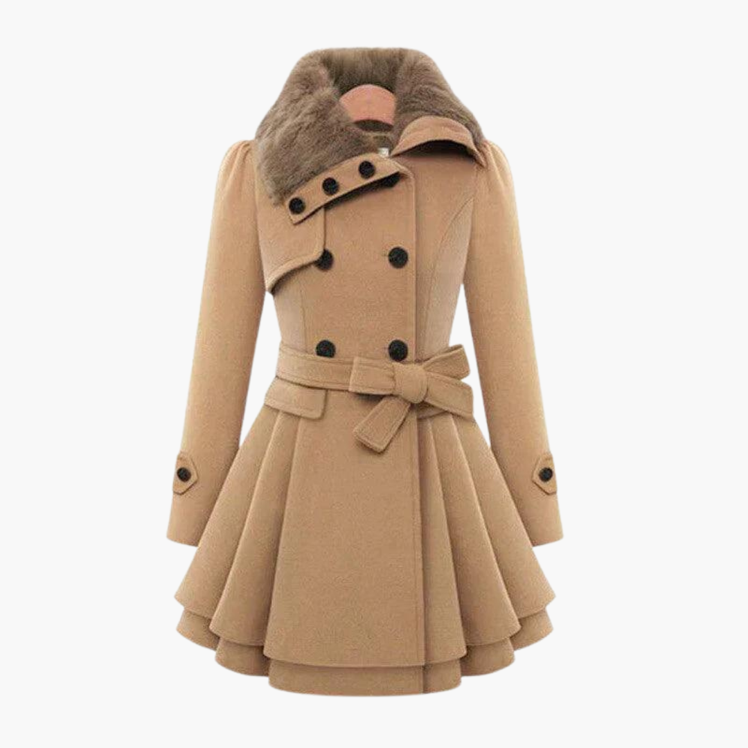 Beatrice belted flared trench coat - side view