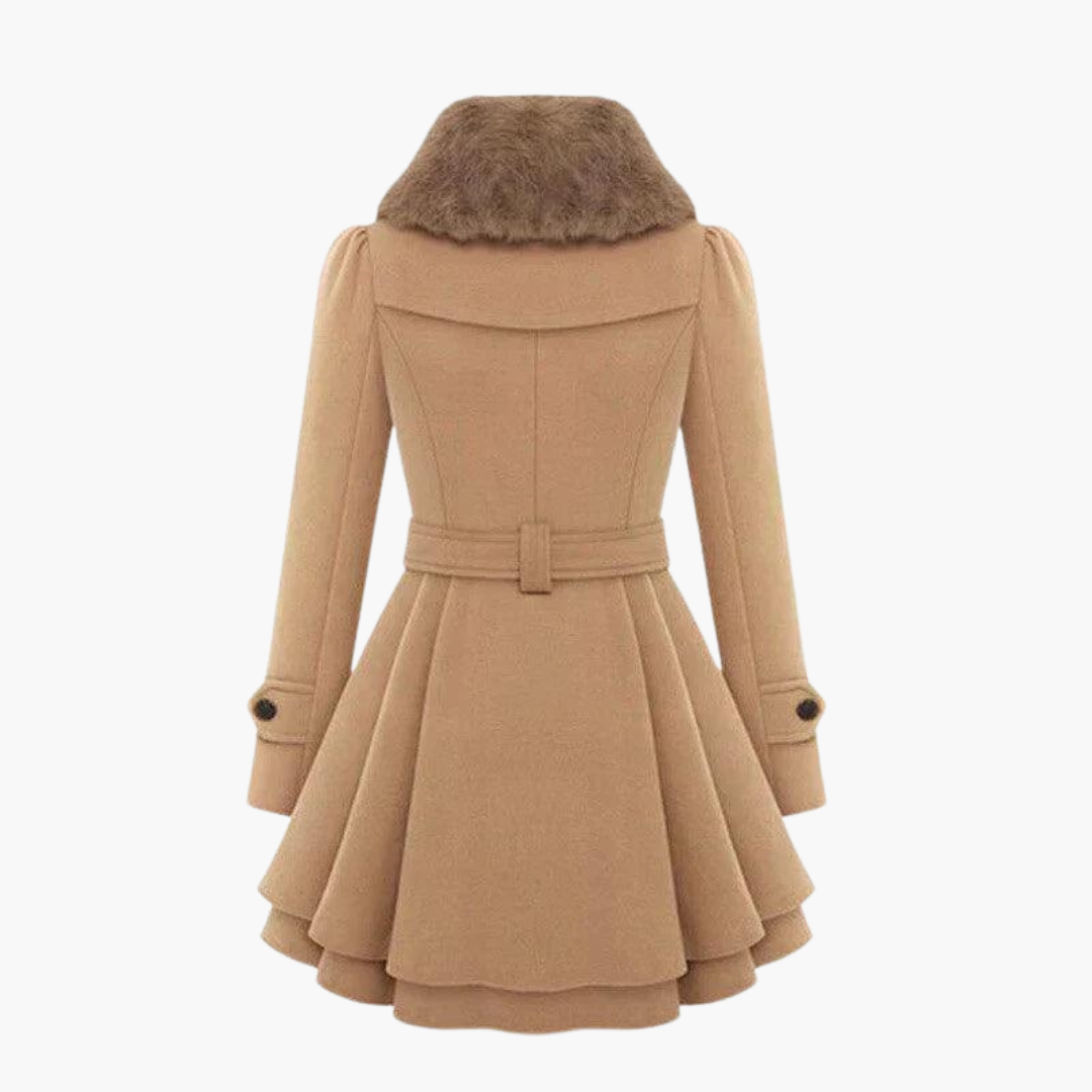 Beatrice belted flared trench coat - back view