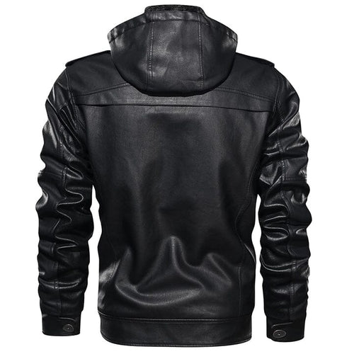 Bertrand faux leather hooded utility jacket, view 2