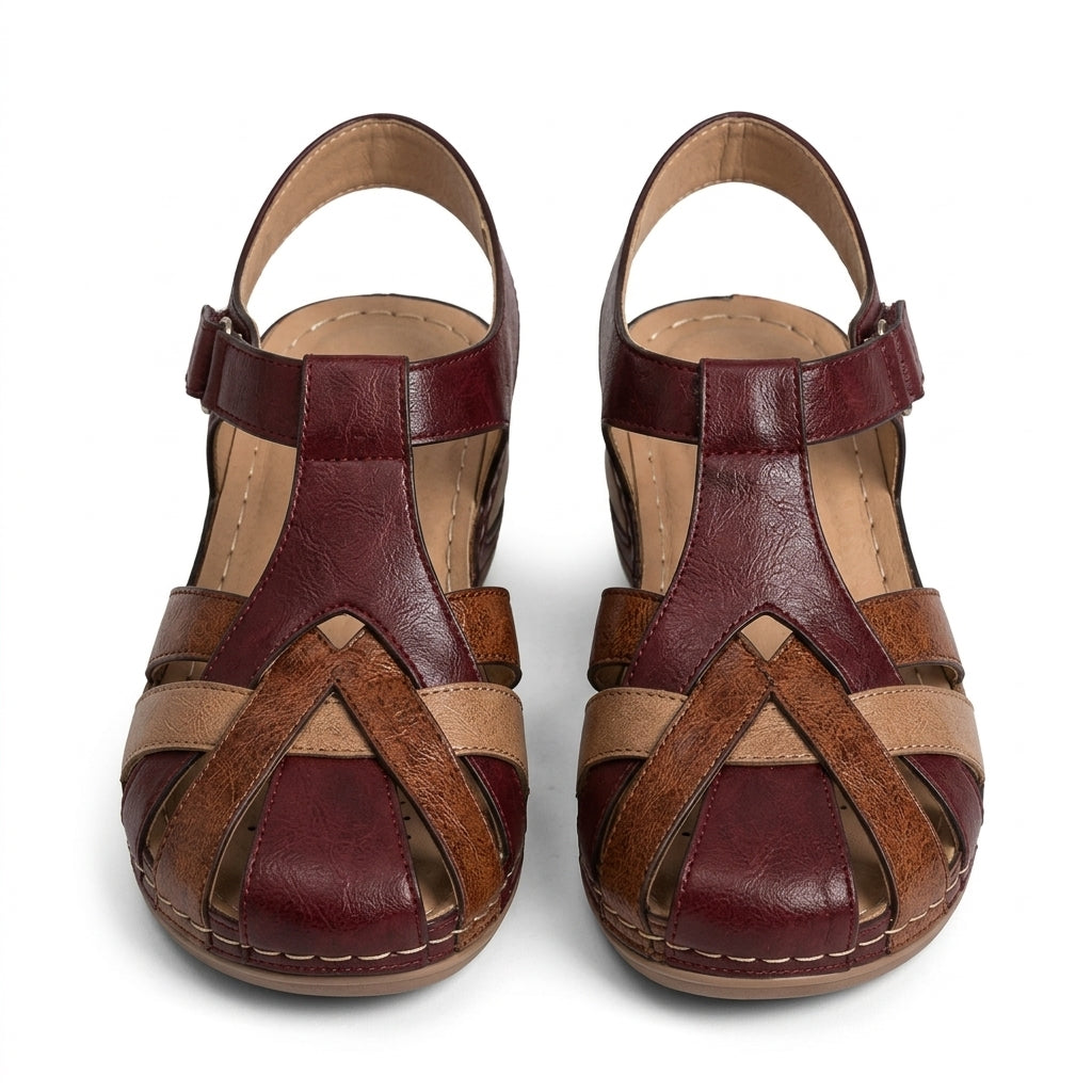 Betty woven wedge sandals red - front view