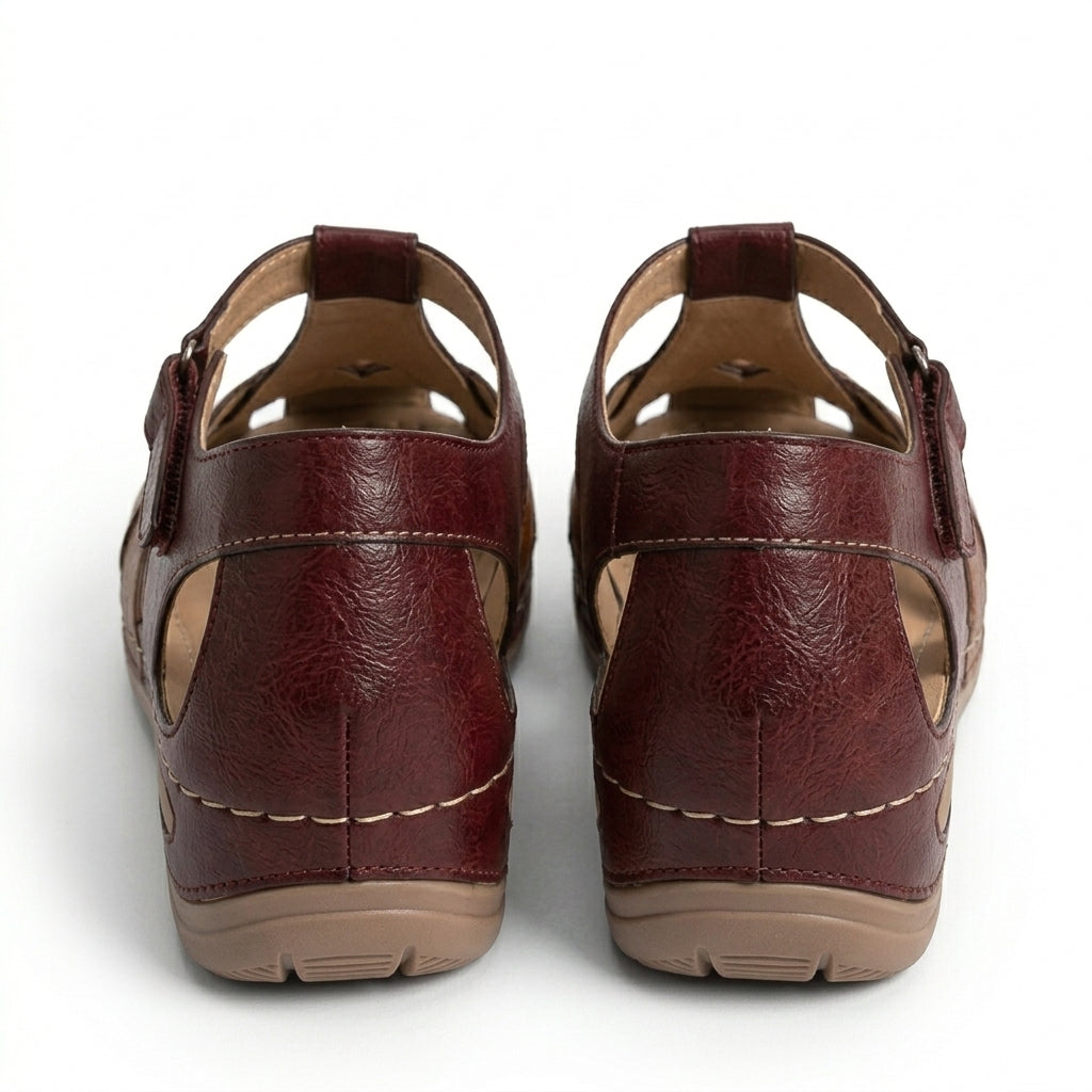 Betty woven wedge sandals red - side view