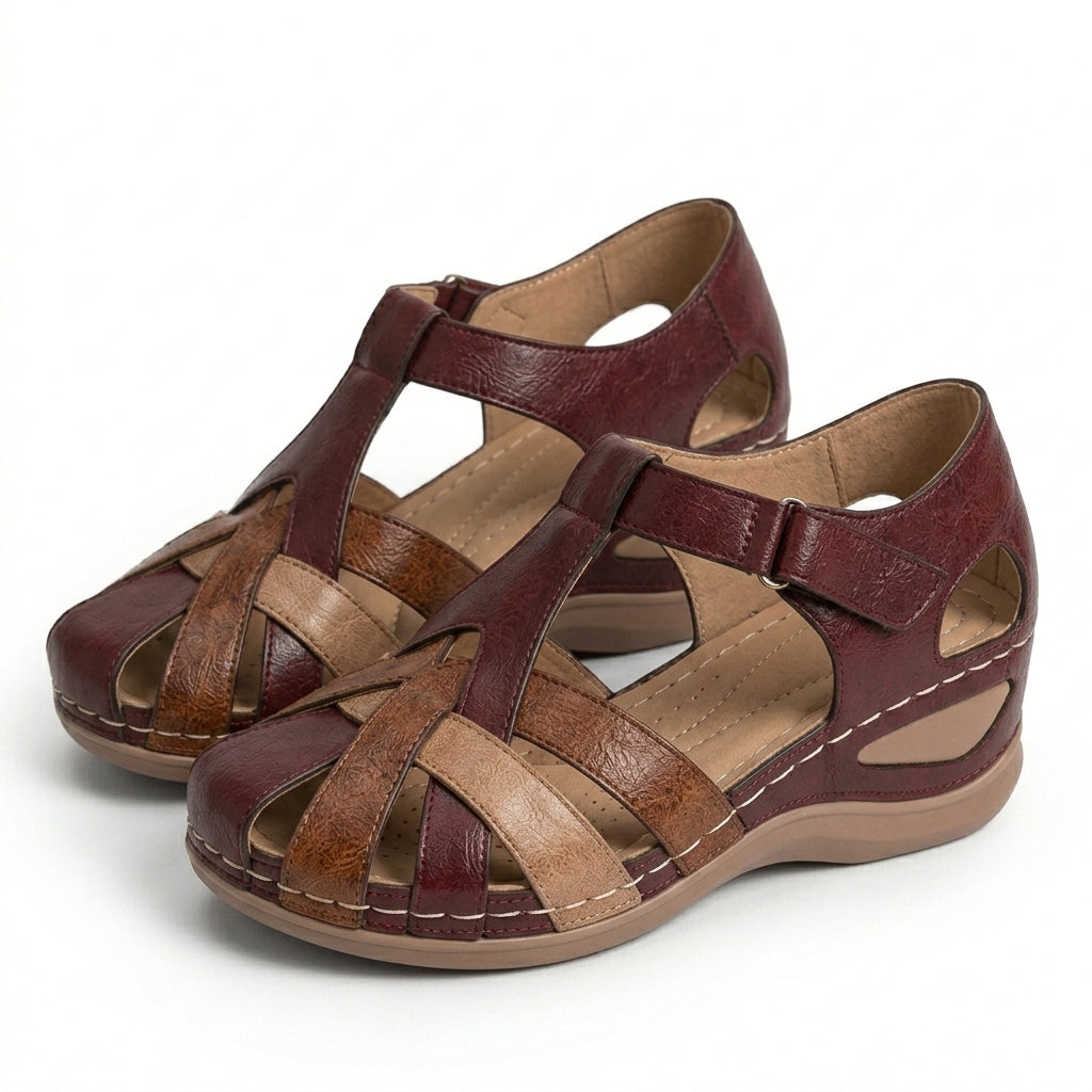 Betty woven wedge sandals red - strap detail