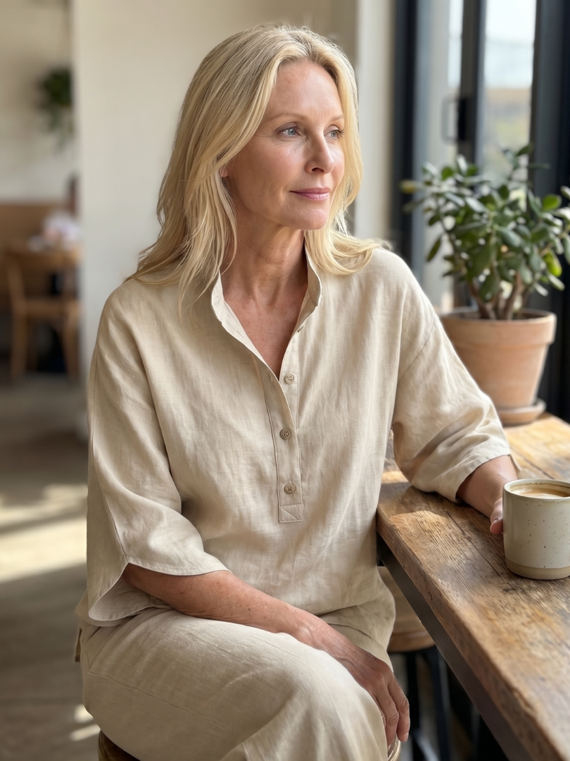 Bonnie | Band-Collar Tunic Set