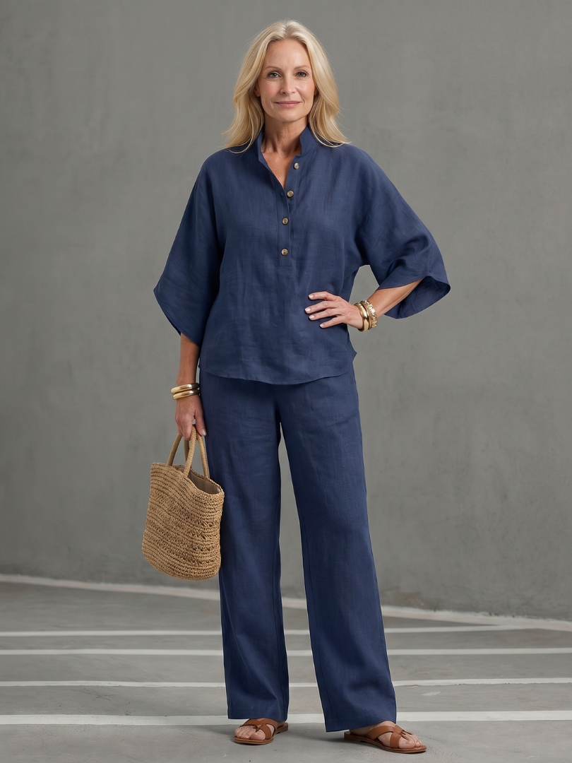 Bonnie | Band-Collar Tunic Set