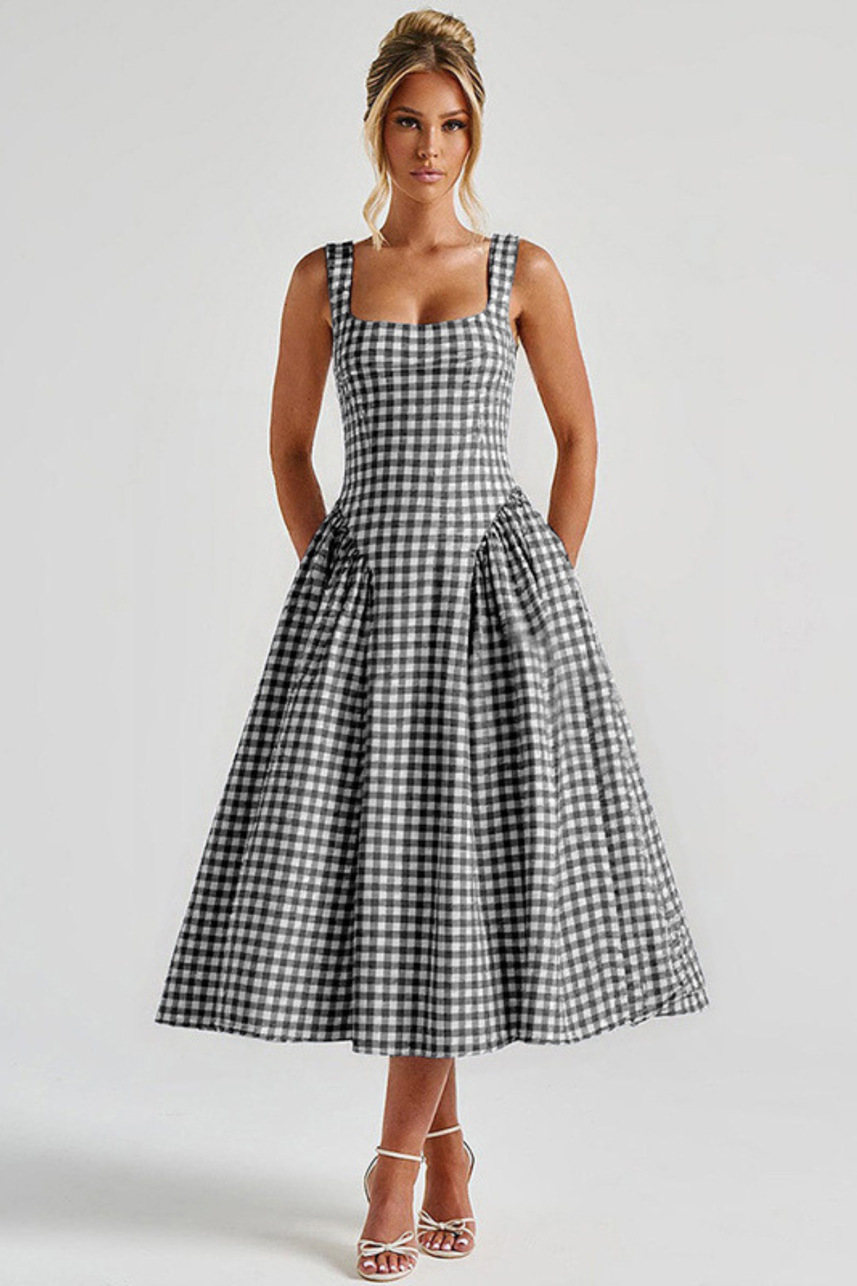 Brigitte | Gingham Wedding Guest Midi Dress