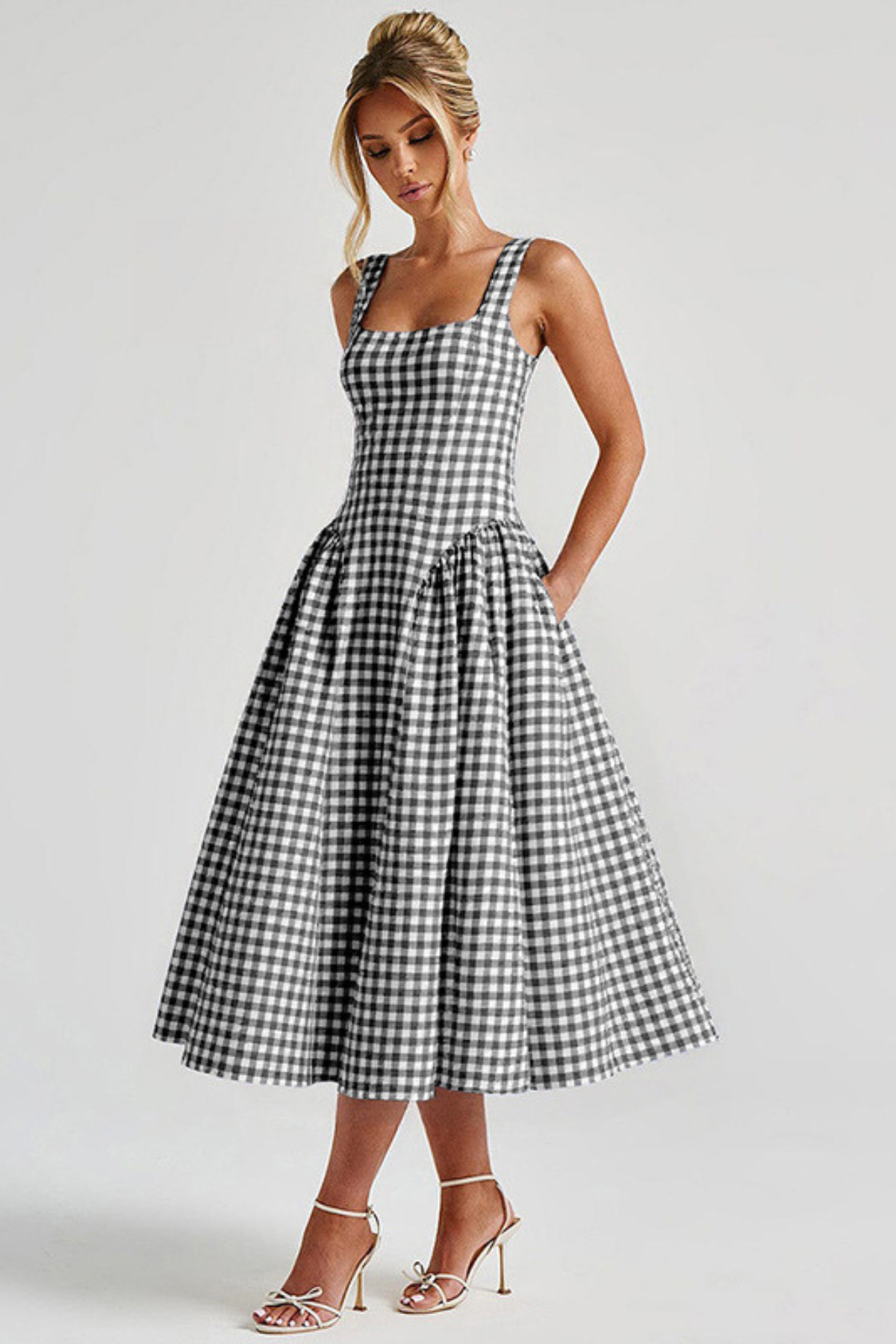 Brigitte | Gingham Wedding Guest Midi Dress