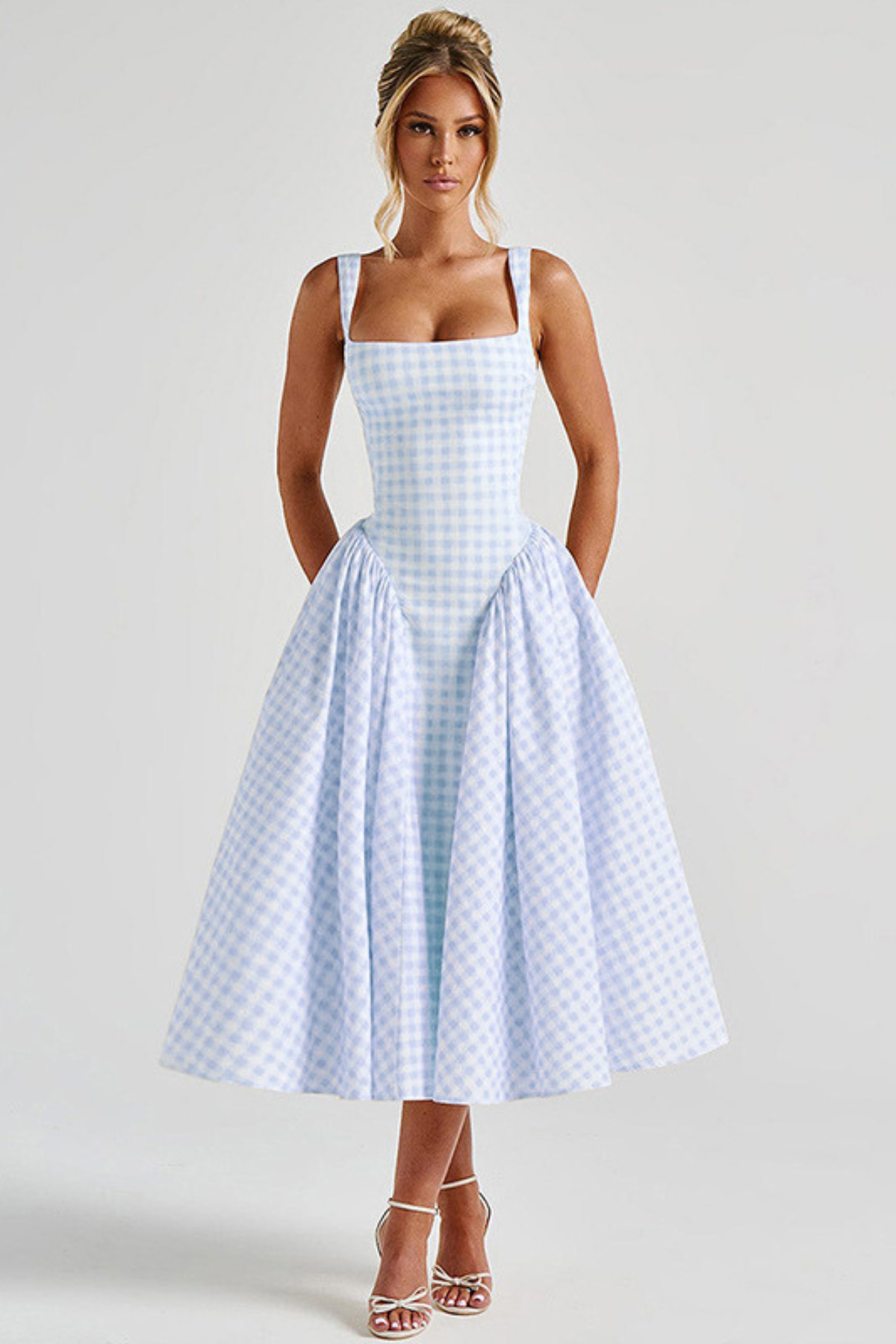 Brigitte | Gingham Wedding Guest Midi Dress