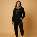 Brisa hooded heart graphic jogging set, black