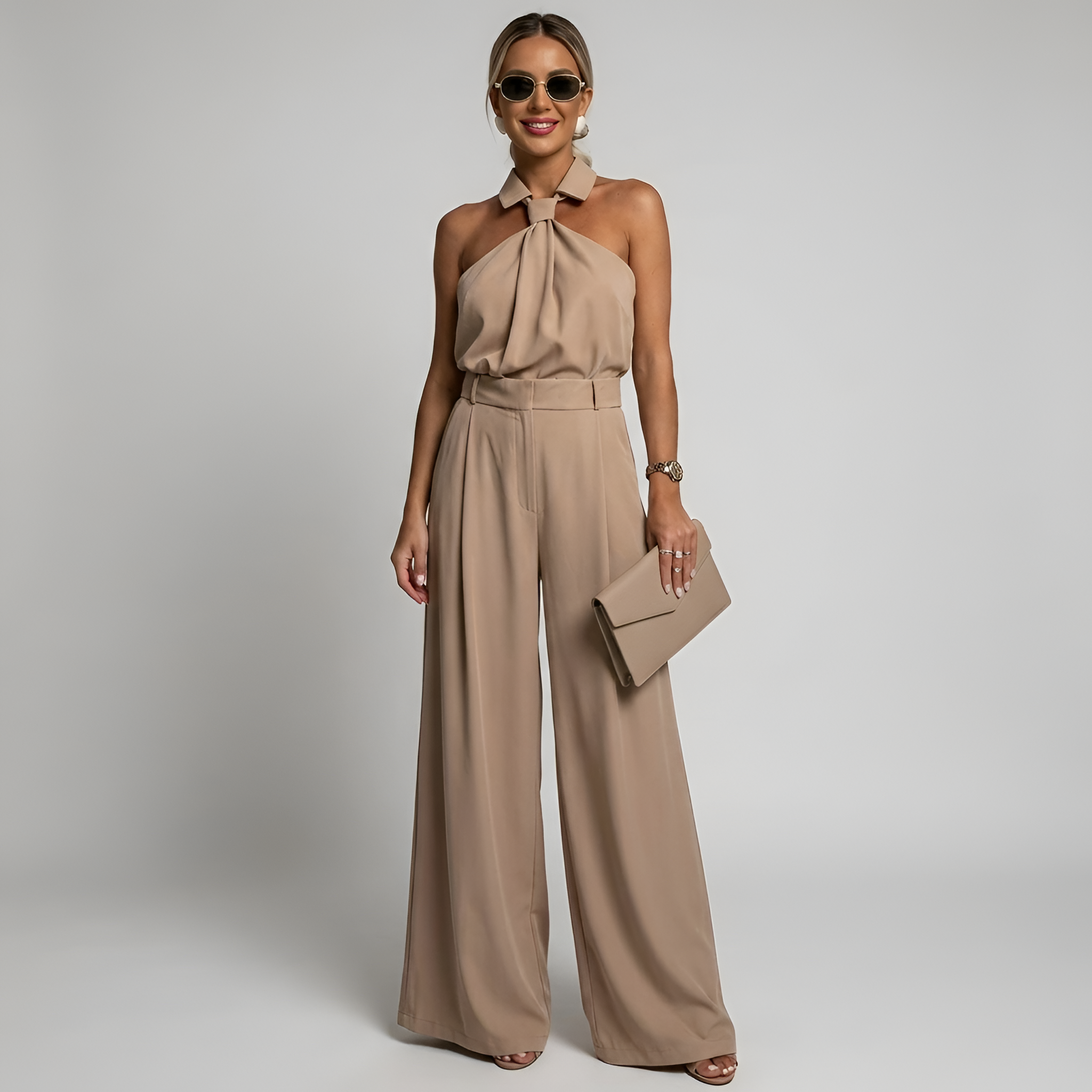 Brittany | Halter Neck Wide-Leg Jumpsuit
