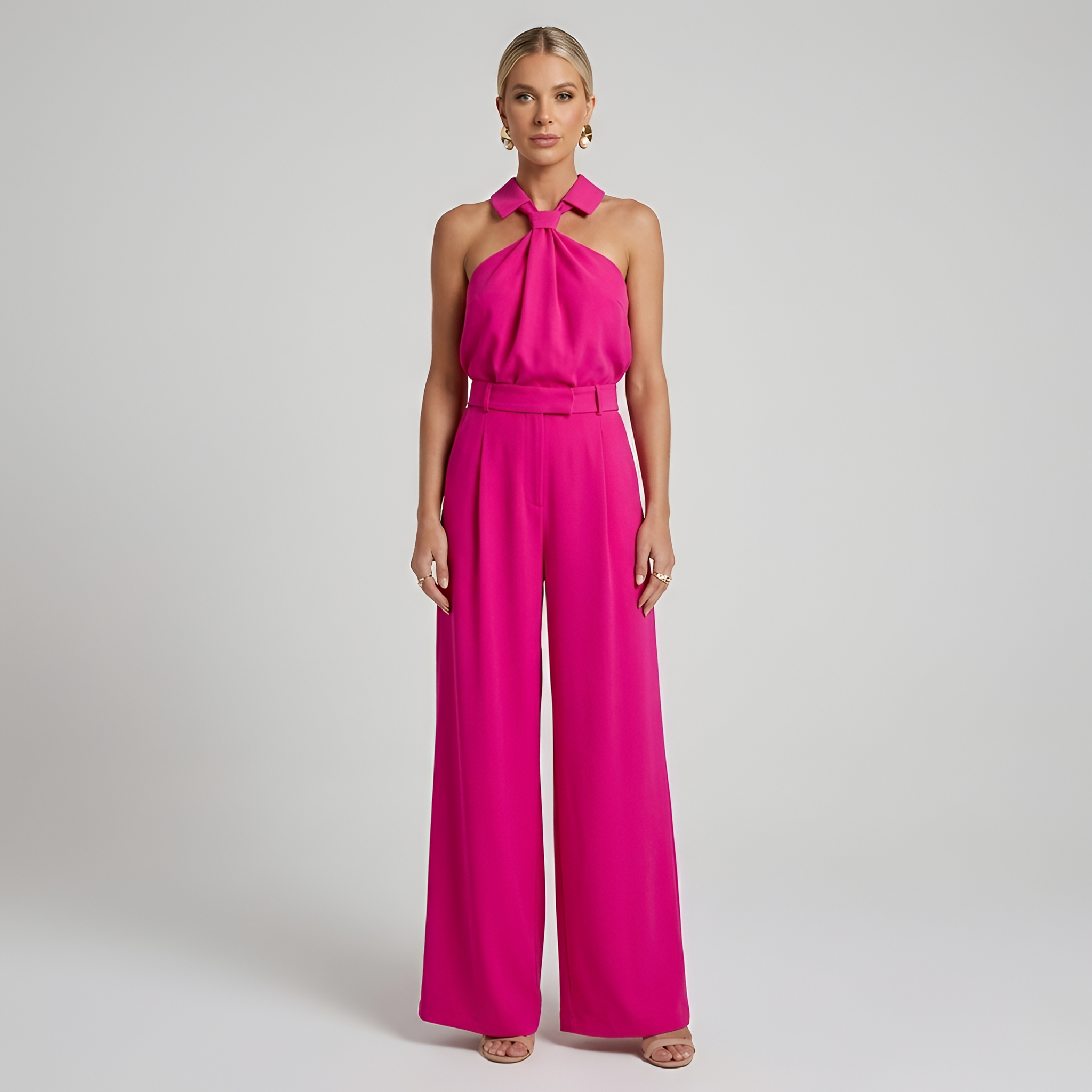 Brittany | Halter Neck Wide-Leg Jumpsuit