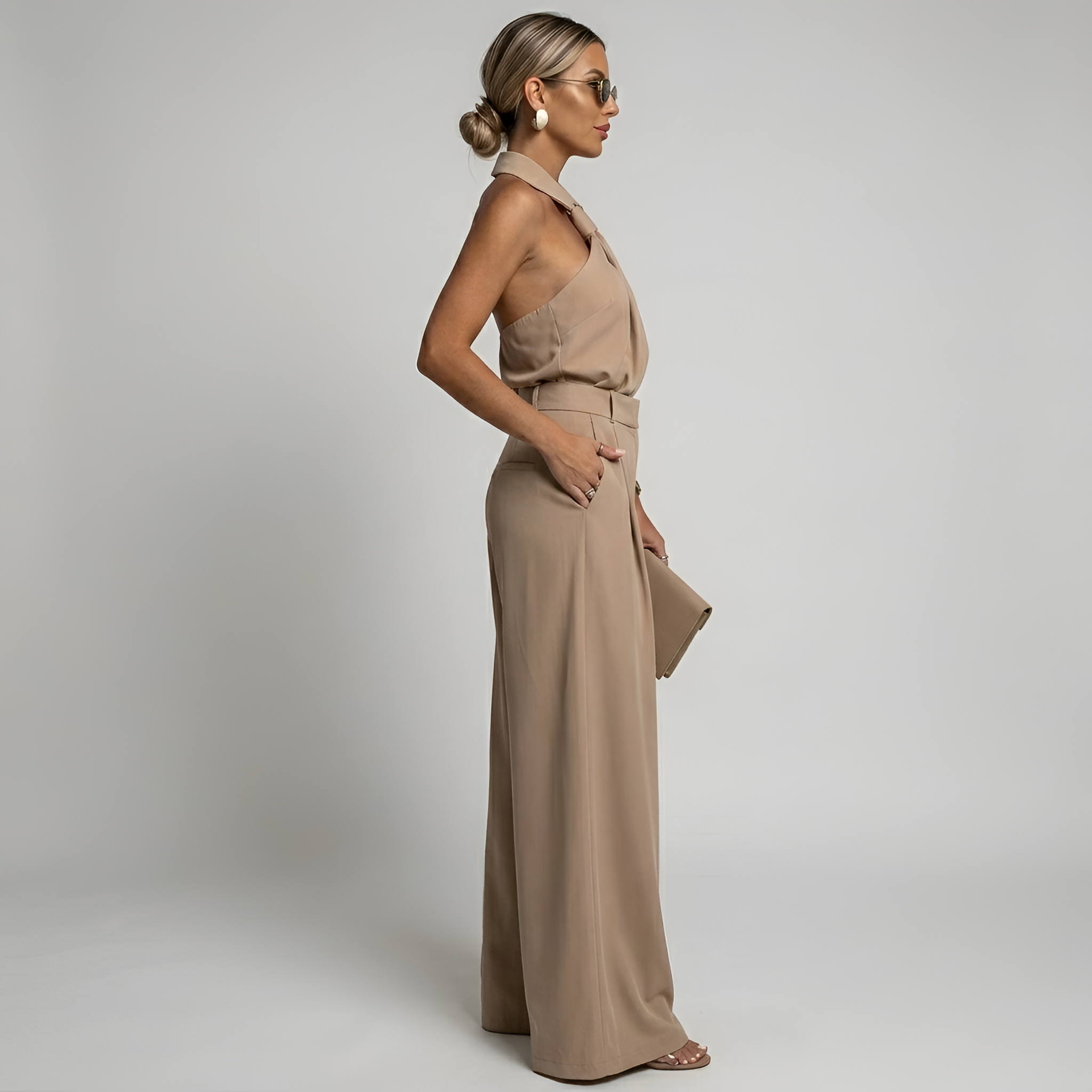 Brittany | Halter Neck Wide-Leg Jumpsuit