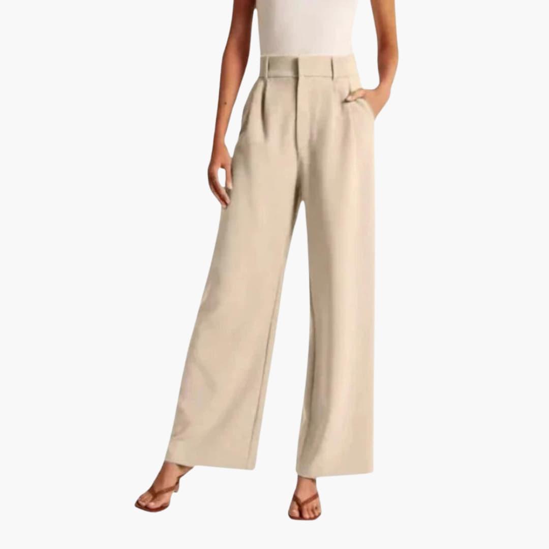 Brooke high waist wide leg pleated trousers - pleat detail