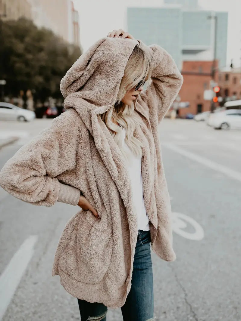 Brunhilde | Cozy Open-Front Hooded Jacket