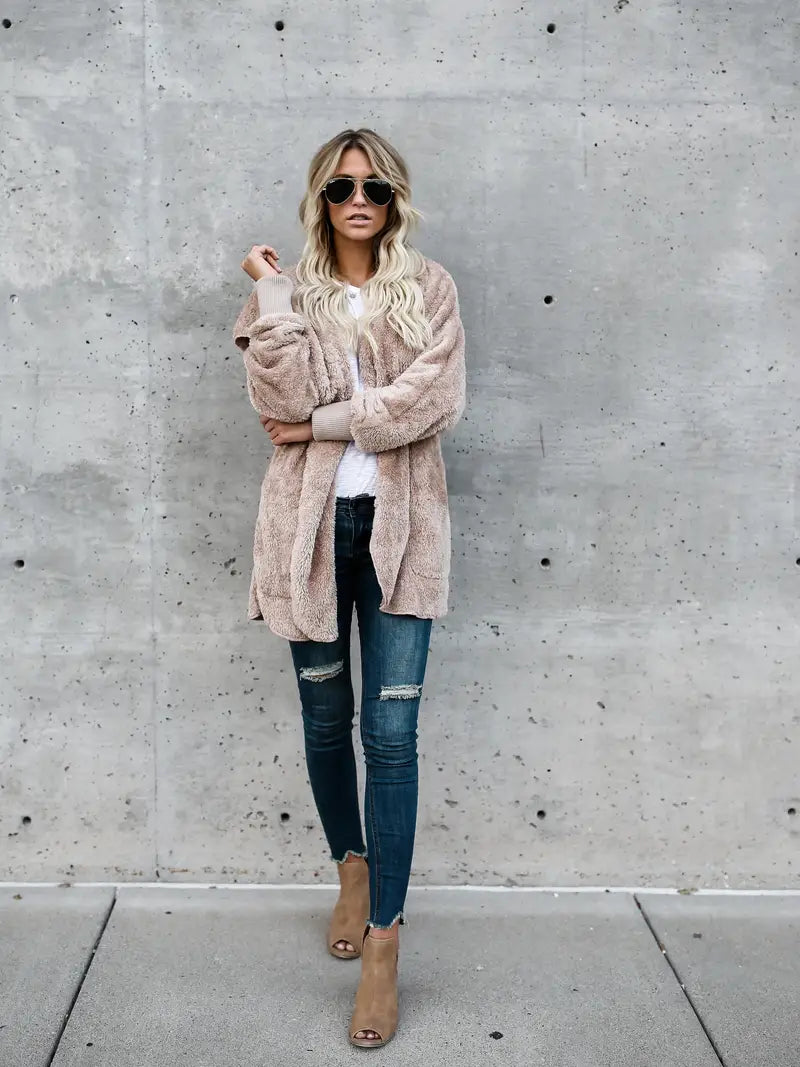 Brunhilde | Cozy Open-Front Hooded Jacket
