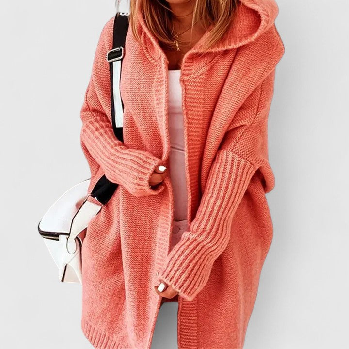 Calista hooded longline cardigan, orange