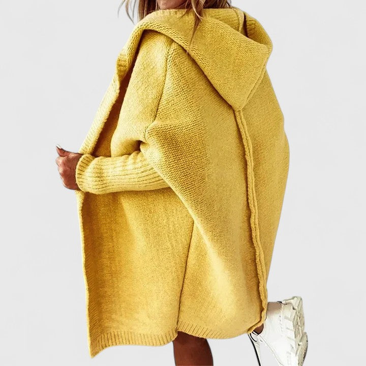Calista hooded longline cardigan, yellow