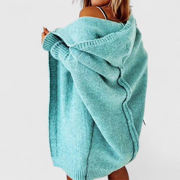 Calista hooded longline cardigan, blue