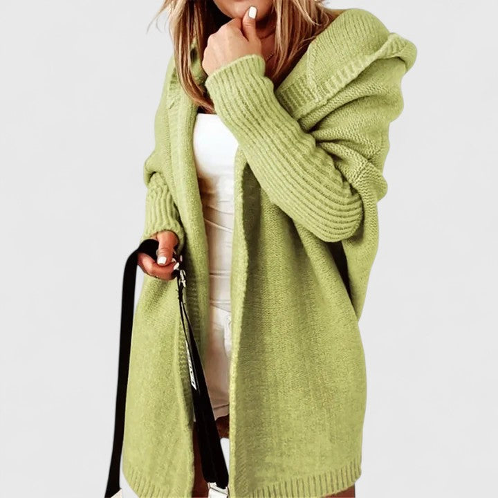 Calista hooded longline cardigan, green