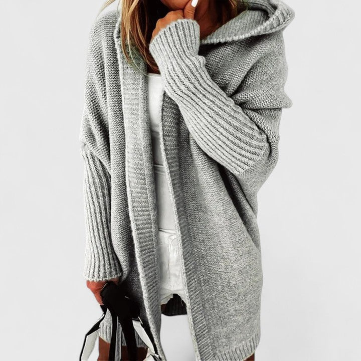 Calista hooded longline cardigan, gray