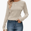 Cara ribbed fitted long sleeve top - front view